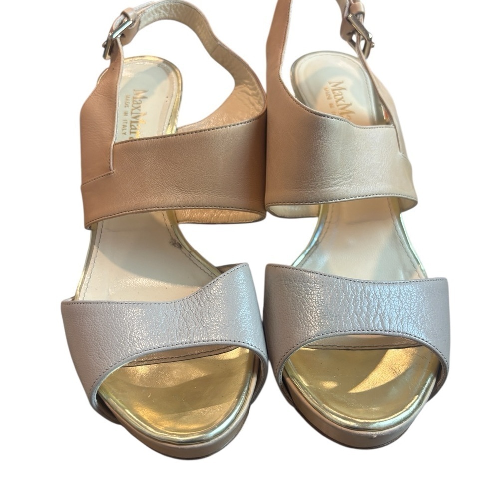 Max Mara Leather Sling Back Heels Size 39 Made In Italy - Picture 11 of 11